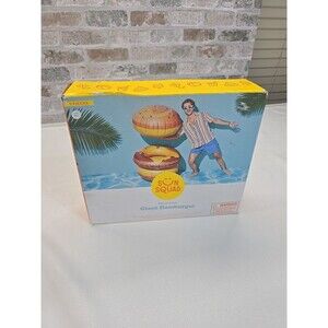 Sun Squad Giant Inflatable Hamburger Pool Float Set - 3 Pieces Summer Fun NIB